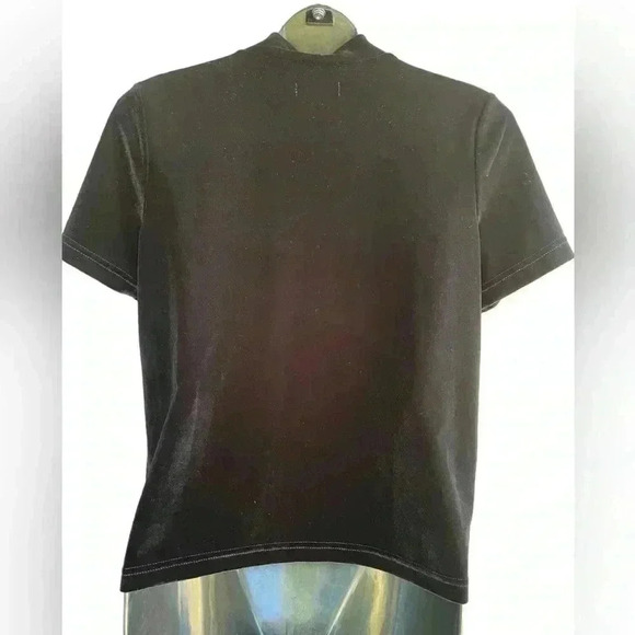 Madewell women’s Velvet Mock Neck Tee In Black Size Small pre-loved no flaws - Picture 6 of 7